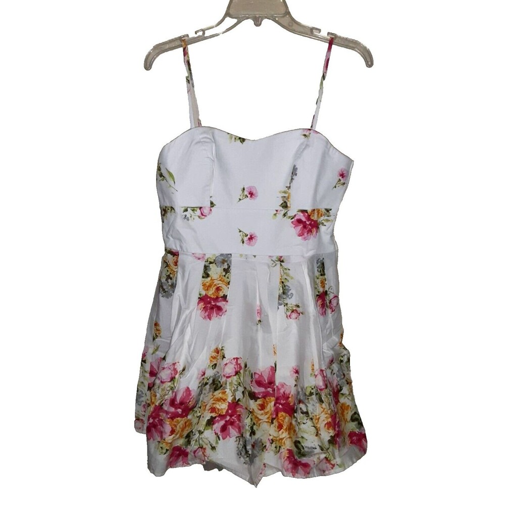 Rue 21 White Floral Pleated Adjustable Strap Sundress Women Juniors Size 7